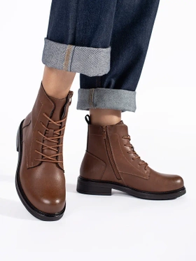 Sergio Leone Brown Leather Lace-Up Ankle Boots