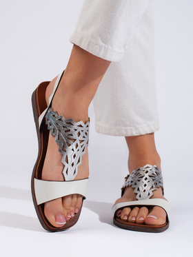 Lacy White and Silver Sandals by Sergio Leone