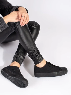 Black Classic Platform Lace-Up Sneakers