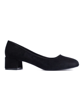 Black Suede Low-Heel Pumps