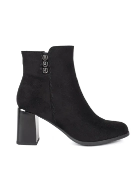 Suede Black Chunky Heel Ankle Boots