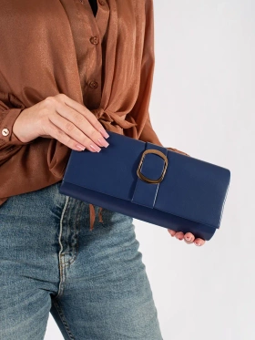 Navy Blue Petite Handbag with Gold Buckle