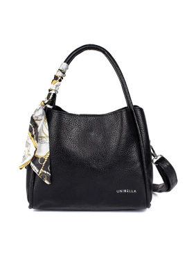 Black Handbag with Decorative Scarf