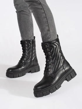 Quilted Black Ankle Boots