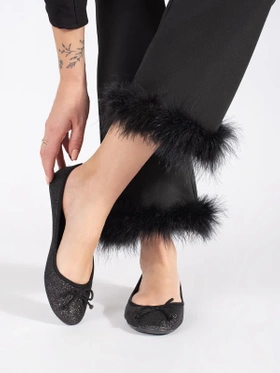 Glossy Black Ballet Flats with Bow