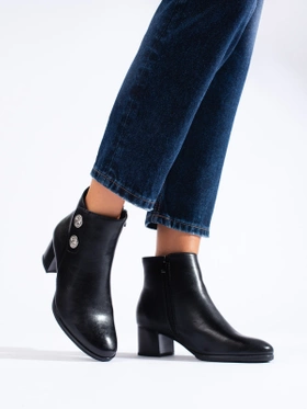 Classic Black Block Heel Ankle Boots