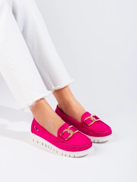 Pink Suede Chunky Sole Loafers