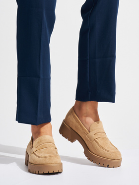 Beige Suede Loafers