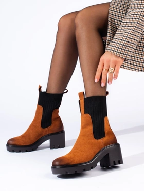 Cozy Camel Slip-On Ankle Boots with Chunky Heel