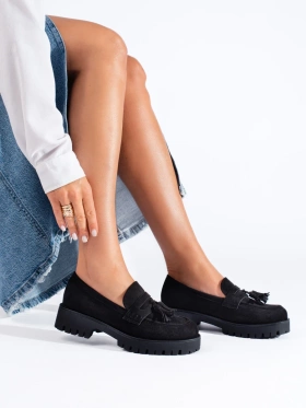 Black Suede Loafers with Tassels