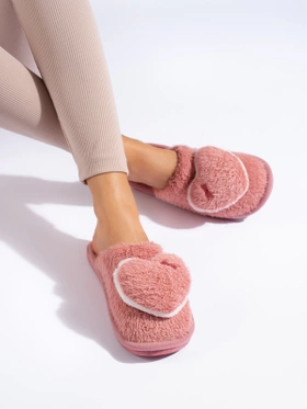 Pink Slippers with a Heart Design