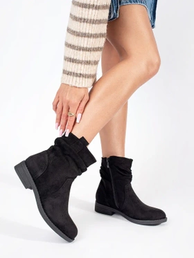 Black Suede Cowboy Ankle Boots