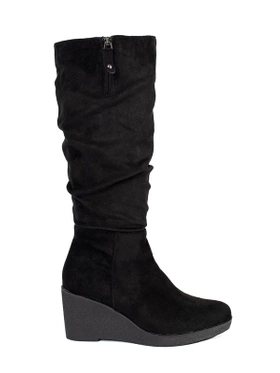 Black Suede Wedge Boots