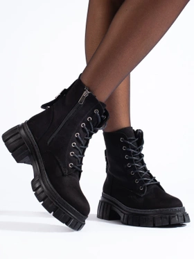 Black Suede Platform Ankle Boots by T.Sokolski