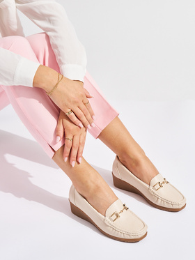 Beige Loafers with Buckle