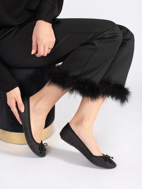 Glossy Black Ballet Flats with Bow