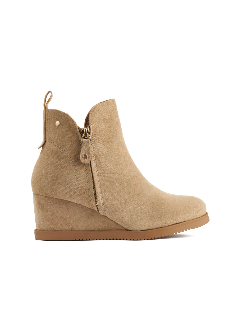 Beige Wedge Ankle Boots
