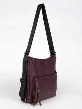 Burgundy Fringe Backpack Handbag