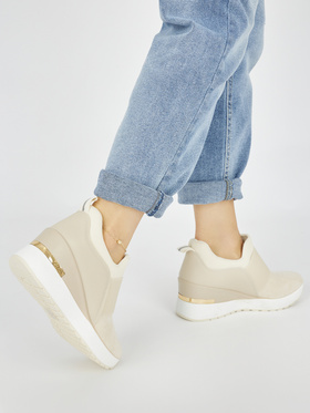 Light Beige Wedge Sneakers