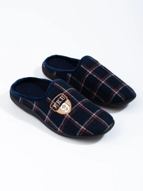 Cozy Checkered Navy Slippers