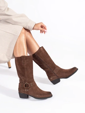 Cozy Brown Leather Western Boots by Sergio Leone