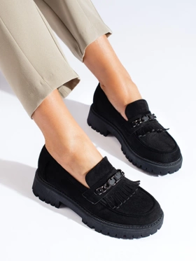 Black Suede Slip-On Shoes