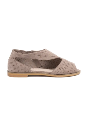 Dark beige flat perforated sandals