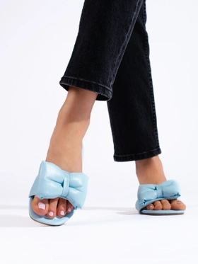 Blue Bow Slide Sandals