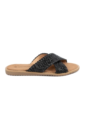 Black woven women's mules