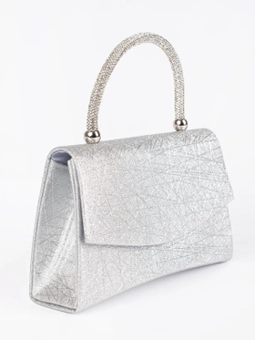 Chic Silver Mini Handbag with Shimmering Handle