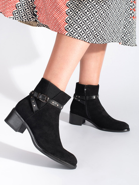 Suede Black Low-Heel Ankle Boots - Sergio Leone Collection