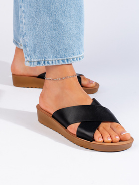 Chic Black Platform Slides