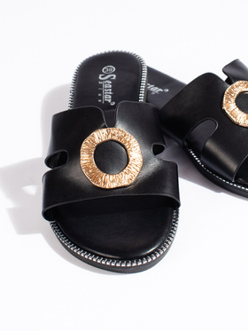 Black Flat Slides