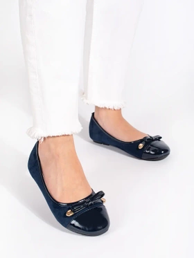 Navy Blue Patent Toe Ballet Flats