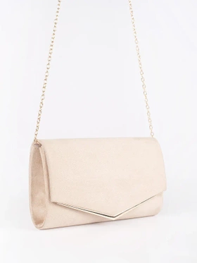 Beige Suede Classic Clutch