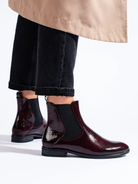 Sergio Leone Glossy Burgundy Ankle Boots