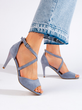 Chic Blue Suede High-Heel Sandals by Sergio Leone