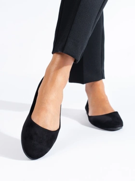 Comfortable black suede ballet flats