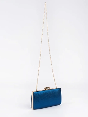 Chic Blue Chain Clutch Bag