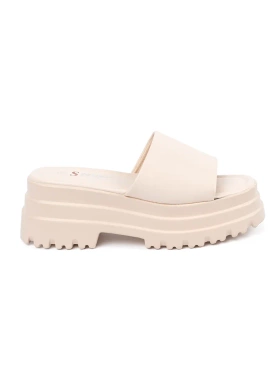 Light Beige Platform Slide Sandals