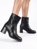Sergio Leone Black Leather Ankle Boots with Block Heel