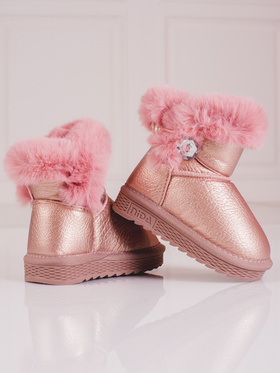 Pink Snow Boots with Faux Fur Trim