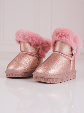 Pink Snow Boots with Faux Fur Trim