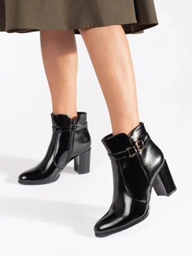 Sergio Leone Glossy Black Heeled Boots