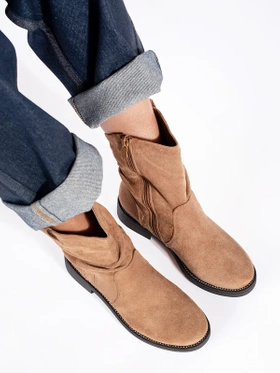 Dark Beige Suede Cowboy Boots