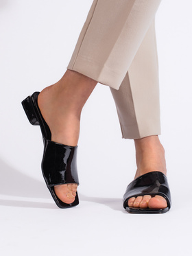 Classic Black Heeled Slides