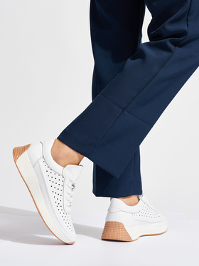 White Sergio Leone Leather Perforated Sneakers