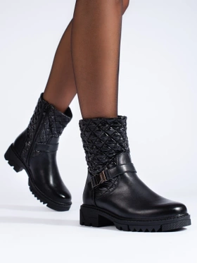 Quilted Black Ankle Boots