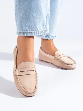 Beige Suede Loafers