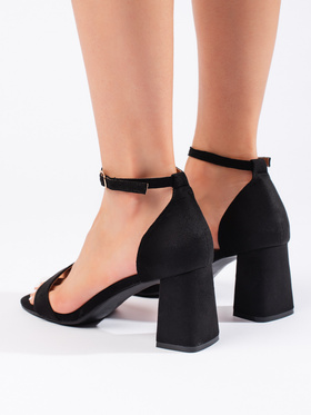 Chic Black Suede Heeled Sandals